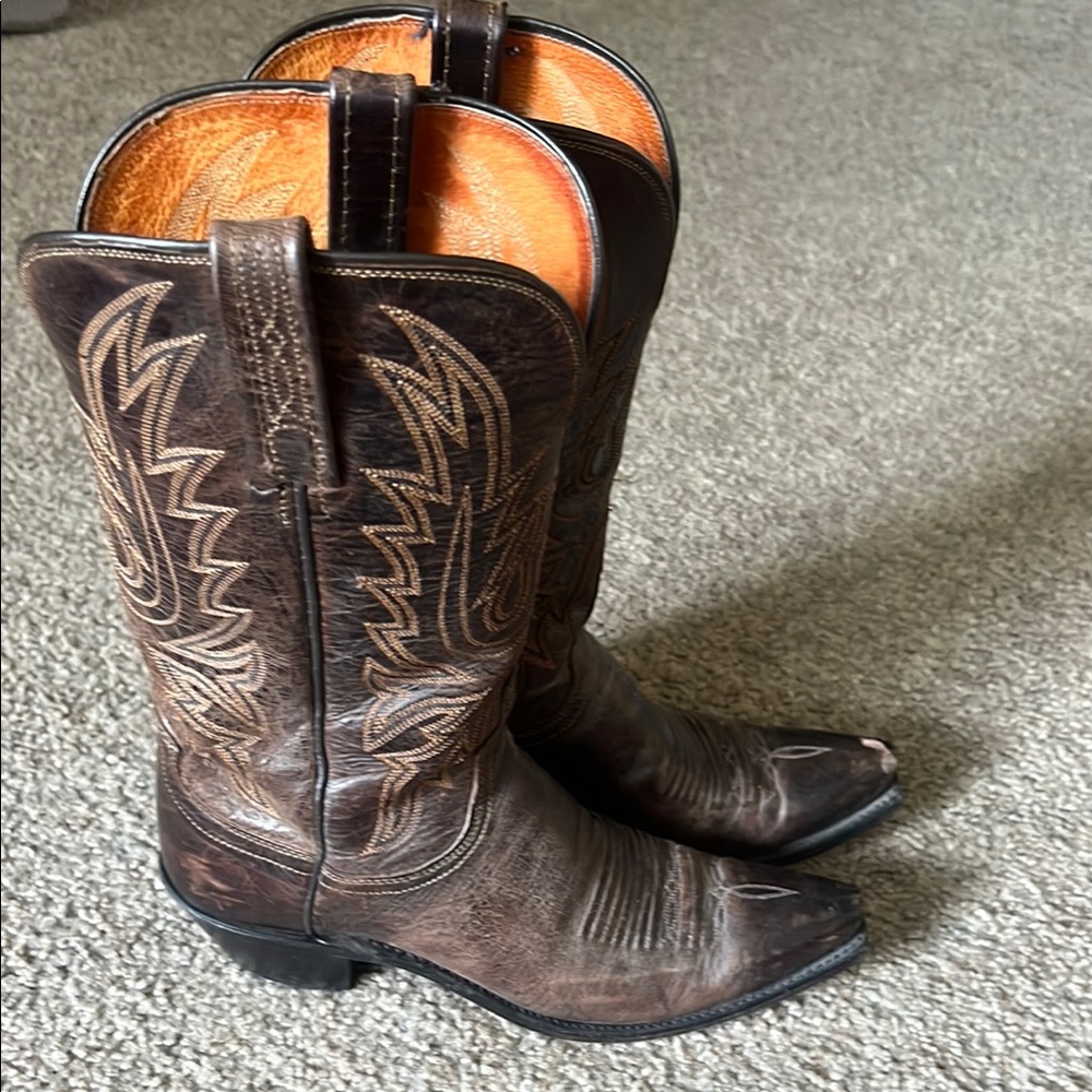 Women’s Lucchese Brown Leather Cowboy Boots size 8.5